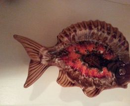 beurrier en forme de poisson original signé vallauris 