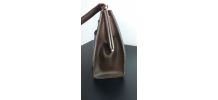 Sac à main cuir marron vintage années 50/60