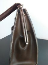 Sac à main cuir marron vintage années 50/60