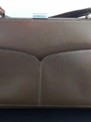 Sac à main cuir marron vintage années 50/60