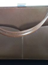 Sac à main cuir marron vintage années 50/60