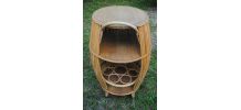 Bar en rotin sur roulettes vintage