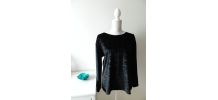 Tee-shirt loose manches longues en velours noir baroque vintage