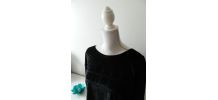 Tee-shirt loose manches longues en velours noir baroque vintage