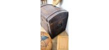 Grande malle en cuir marron vintage 70's 