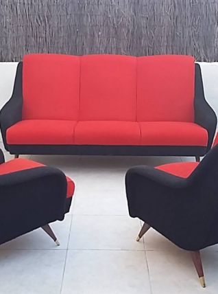Ensemble 2 fauteuils et son canapé dans le goût de ZANUSO 