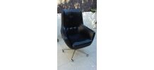 Pur fauteuil vintage années 50/60 SKAÏ noire