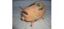 Tirelire cochon et fleurs