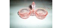 ANCIENNE SALIERE POIVRIERE verre opalin rosé 