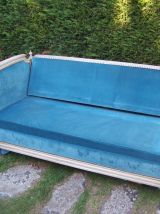 CANAPE LIT STYLE LOUIS XVI VELOURS BLEU