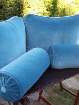 CANAPE LIT STYLE LOUIS XVI VELOURS BLEU