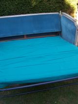CANAPE LIT STYLE LOUIS XVI VELOURS BLEU