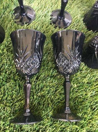 Verres a vin cristal d'arques noir style baroque