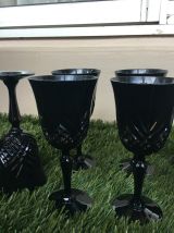 Verres a vin cristal d'arques noir style baroque