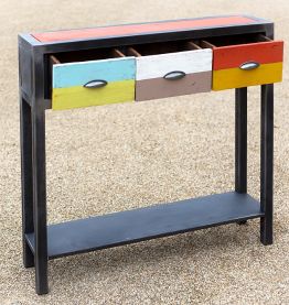 console acier bois style industriel