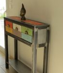 console acier bois style industriel