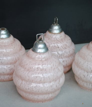 Globes pour suspension rose moucheté vintage