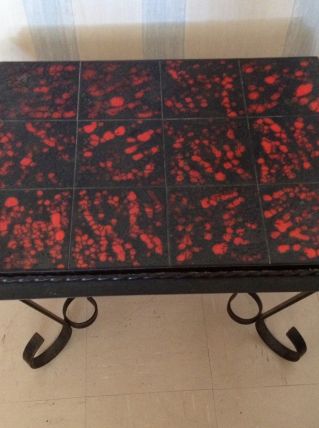 table basse noire en fer forgé