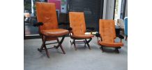 3 Fauteuils en cuir vintage