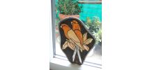 vitrail couple de perruches