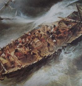 tableau très ancien d'un naufrage