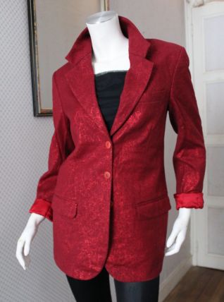 Veste blazer dandy laine rouge cerise T 38 UNGARO