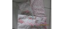 Ensemble lit 1 personne (drap, housse, taie) fleuri rose