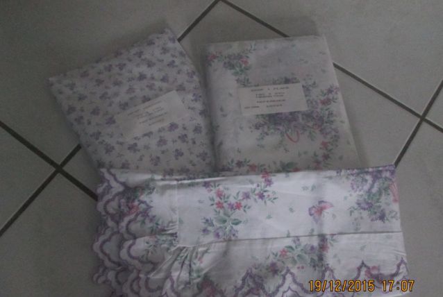 Ensemble lit 1 personne (drap, housse, taie) fleuri mauve