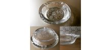 Cendrier en verre gravé fleurs Vintage