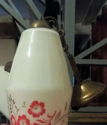 Lustre en Opaline blanc - vintage 60