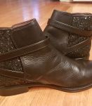 Bottines André cuir &amp; paillettes 40