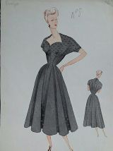 Croquis Mode 1950 série de robes 