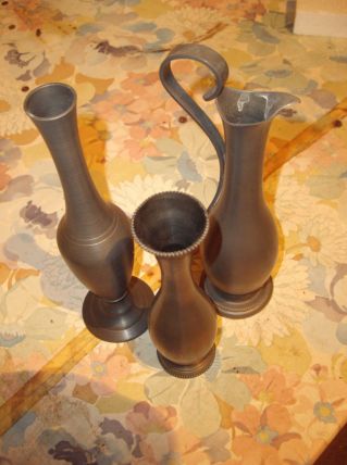 Vases Soliflores en Etain