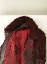 Blouson cuir et fourrure Bordeaux