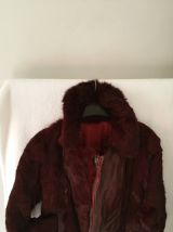 Blouson cuir et fourrure Bordeaux