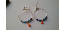 Boucles d'oreilles argent bleu et orange