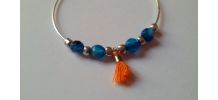 Boucles d'oreilles argent bleu et orange