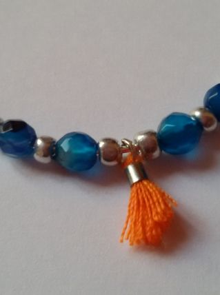 Boucles d'oreilles argent bleu et orange