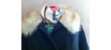 Manteau années 50 laine fourré renard