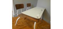 Bureau d'écolier vintage bois et formica
