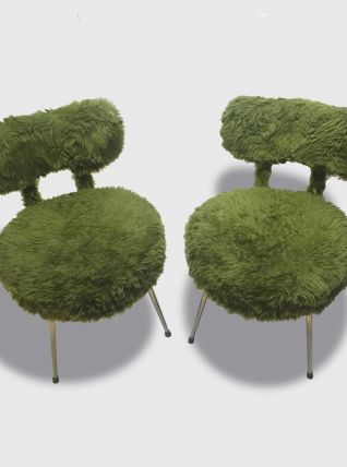 Chaise(s) moumoute verte 70s