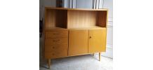 Enfilade/bahut en bois, pieds fuseaux, style scandinave