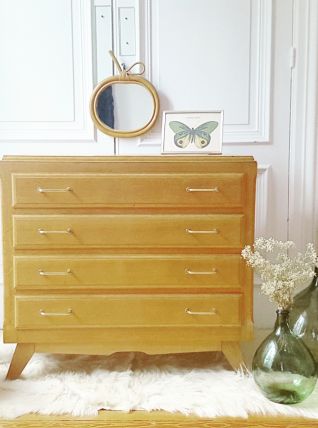 Belle commode en chêne pieds compas années 50