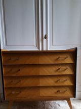 Commode pieds compas en bois et bakelite