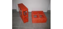 Etagères casiers plastique orange pour vinyles - vintage années 70
