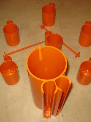 Service à orangeade orange vintage années 70 JP VITRAC