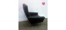 Fauteuil skaï noir 1950