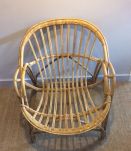 Fauteuil corbeille en rotin 60's