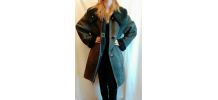 Manteau Shearling (cuir) gris bleuté taille L 