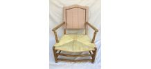 Grand fauteuil paillé style provençal 